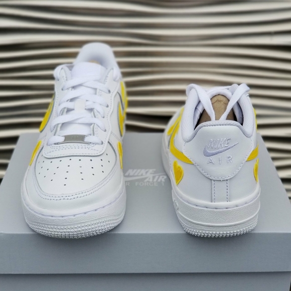 Custom Nike Air Force 1 Custom Hearts White Yellow - Picture 4 of 7